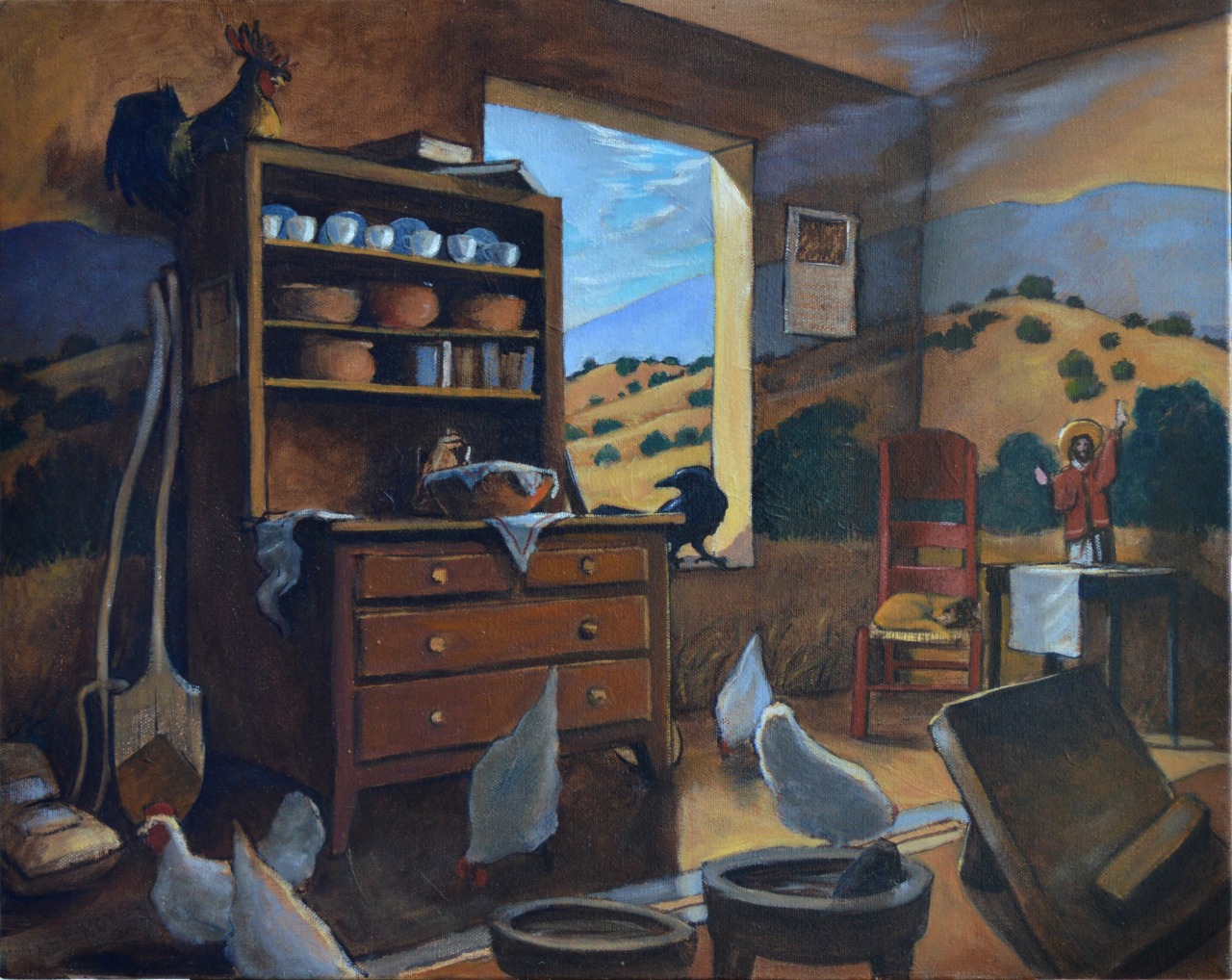 La Casa del Obrero con Metate y Molcajete — painting by Neil H. Cronk