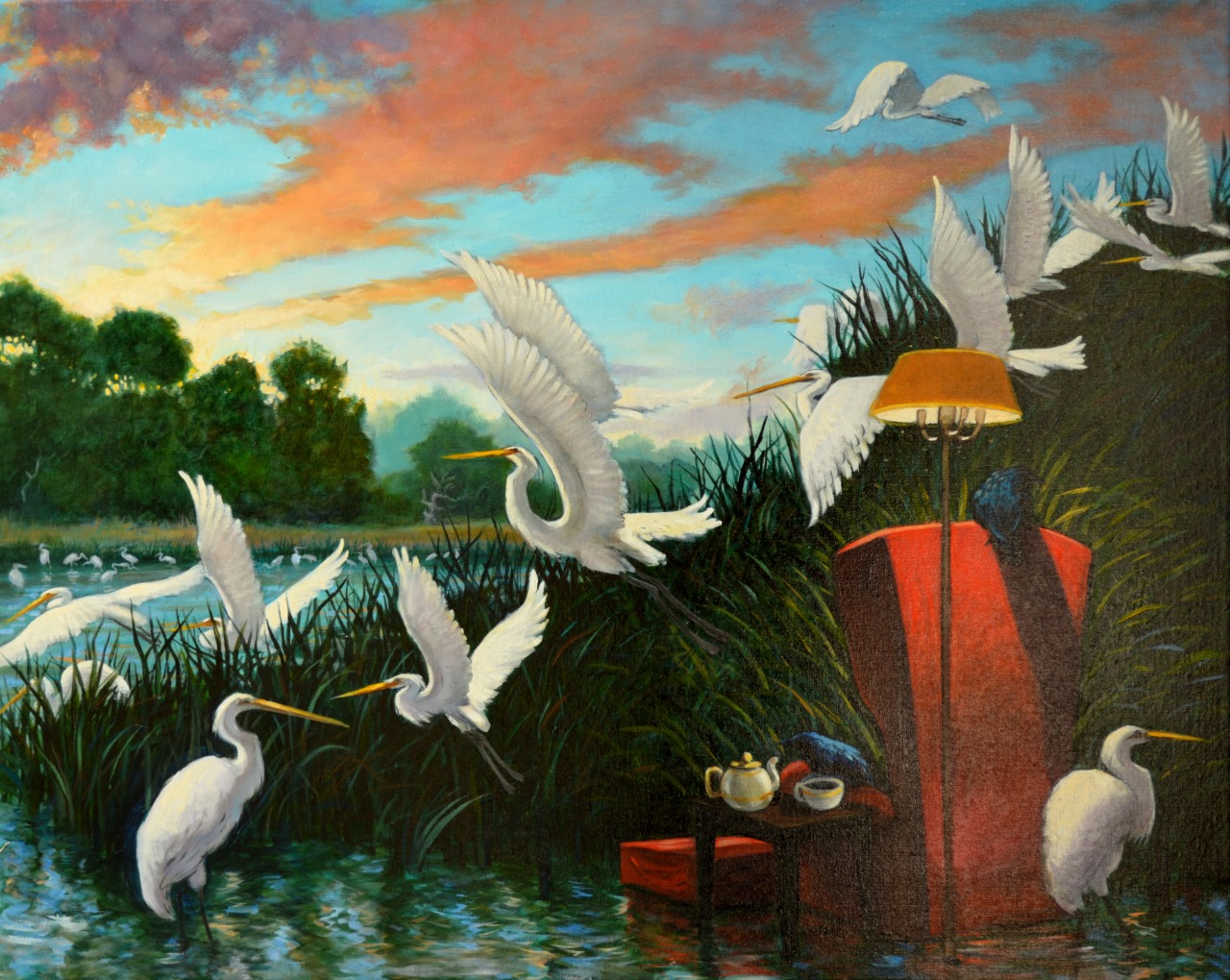 Reading Chair at Dawn — painting by Neil H. Cronk