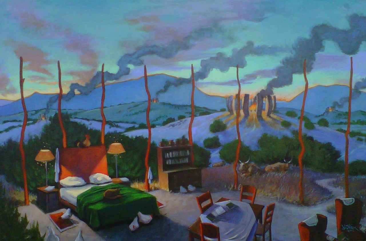 Room with a View of the Festivities — painting by Neil H. Cronk