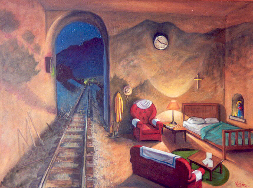 Tunnel House at Night — painting by Neil H. Cronk